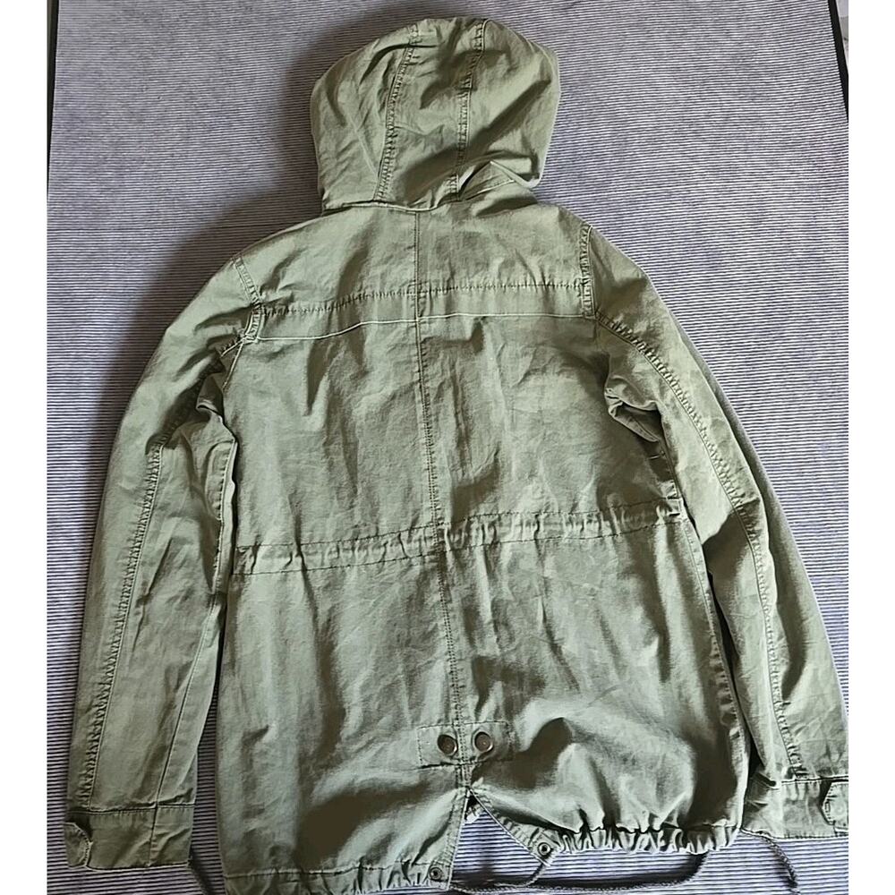 Ambiance Utility Jacket Army Green Size L Cotton Shell Zip Button Pockets - Picture 2 of 8